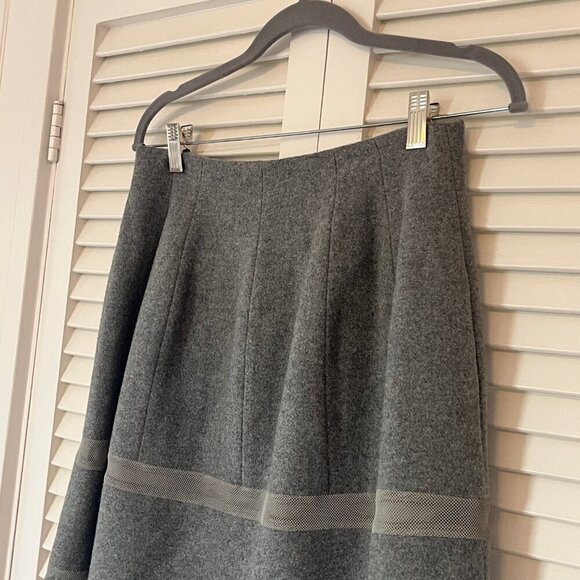 MADEWELL Heather Gray Structured Wool TURNOUT SKIRT 2 Mesh Inset Full Flare - Picture 5 of 10